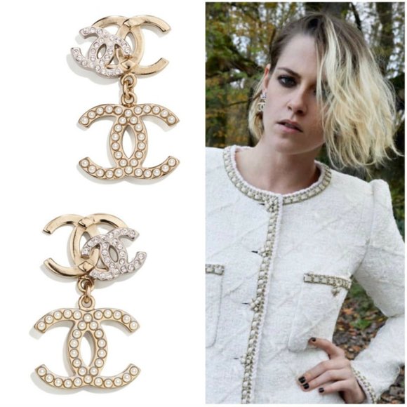New with tag 2021 Métiers d'Art Faux Pearl & Strass CC Drop Earrings 21A Runway